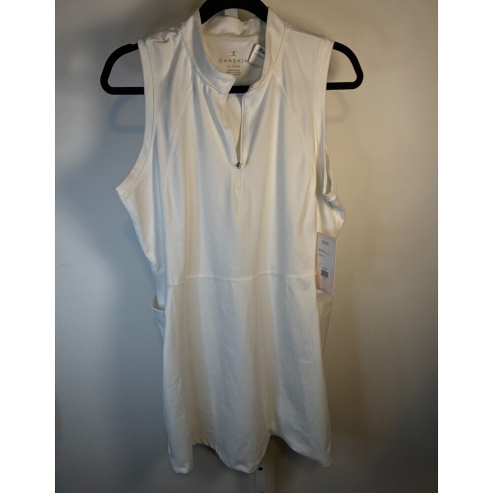 NEW Danskin Sleeveless Golf Dress With Pockets XL White Athleisure W Zip $48 - Picture 2 of 9